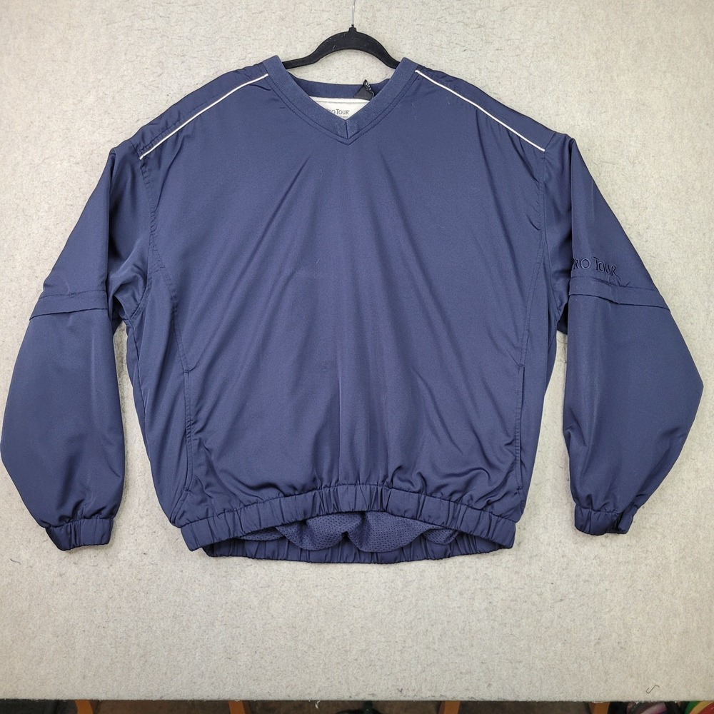 Pro Tour Golf‎ Windbreaker Mens XL Blue Convertible Zip Off Sleeves Performance